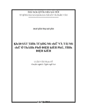 Luận văn khảo sát tình trạng mù chữ và tái mù chữ ở thành phố điện biên phủ tỉnh điện biên