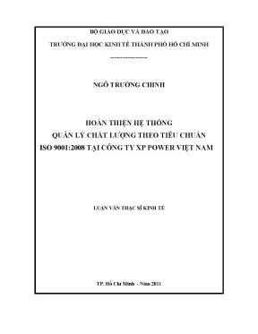 Luận văn hoàn thiện hệ thống quản lý chất lượng theo tiêu chuẩn iso 9001 2008 tại công ty xp power việt nam luận văn thạc sĩ
