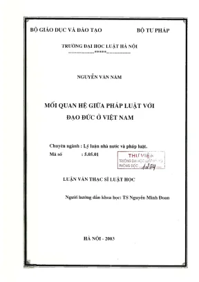 Luận văn thạc sĩ luật học mối quan hệ giữa pháp luật với đạo đức ở việt nam