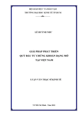 Luận văn giải pháp phát triển quỹ đầu tư chứng khoán dạng mở tại việt nam luận văn thạc sĩ