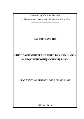 Luận văn thạc sĩ đông phương học chính sách kinh tế mới phiên bản hàn quốc bài học kinh nghiệm cho việt nam