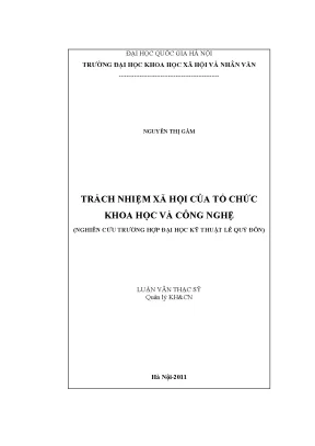 Luận văn thạc sĩ trách nhiệm xã hội của tổ chức khoa học và công nghệ nghiên cứu trường hợp đại học kỹ thuật lê quý đôn