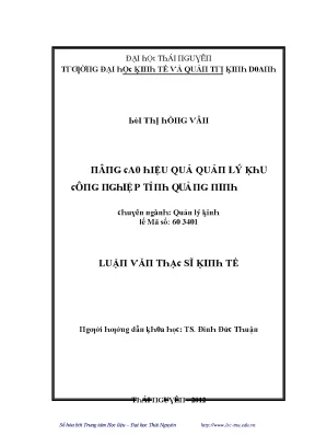 Luận văn nâng cao hiệu quả quản lý khu công nghiệp tỉnh quảng ninh