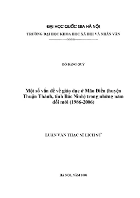 Luận văn thạc sĩ một số vấn đề về giáo dục ở mão điền huyện thuận thành tỉnh bắc ninh trong những năm đổi mới 1986 2006
