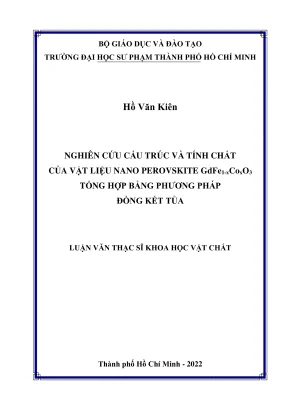 Luận văn thạc sĩ hóa vô cơ nghiên cứu cấu trúc và tính chất của vật liệu nano perovskite gdfe1 xcoxo3 tổng hơp bằng phương pháp đồng kết tủa