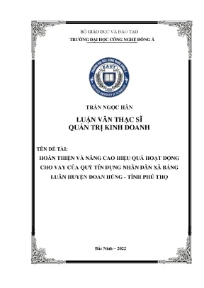 Hoàn thiện và nâng cao hiệu quả hoạt động cho vay của quỹ tín dụng nhân dân xã bằng luân huyện đoan hùng tỉnh phú thọ 2