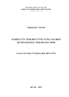 Luận văn thạc sĩ khoa học bền vững nghiên cứu tính bền vững vùng ven biển huyện đầm hà tỉnh quảng ninh