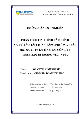 Luận văn phân tích tình hình tài chính và dự báo tài chính bằng phương pháp hồi quy tuyến tính tại công ty tnhh bao bì hoàng việt vina