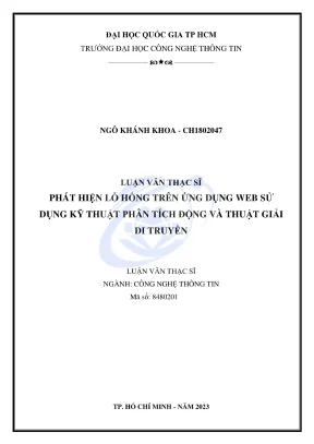 Luận văn thạc sĩ công nghệ thông tin phát hiện lỗ hổng trên ứng dụng web sử dụng kỹ thuật phân tích động và thuật giải di truyền