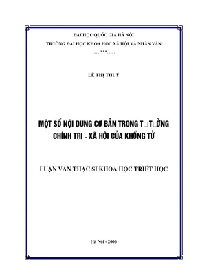 Luận văn thạc sĩ một số nội dung cơ bản trong tư tưởng chính trị xã hội của khổng tử