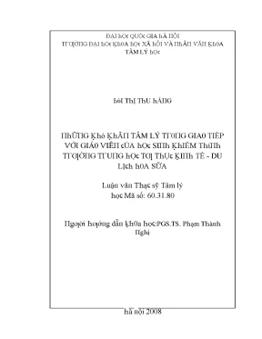 Luận văn những khó khăn tâm lý trong giao tiếp với giáo viên của học sinh khiếm thính trường trung học tư thục kinh tế du lịch hoa sữa