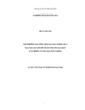 Luận văn bồi dưỡng học sinh giỏi hóa học thông qua dạy học chuyên đề phản ứng oxi hóa khử ở trường trung học phổ thông