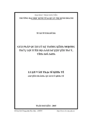 Luận văn giải pháp quản lý hệ thống kênh mương thủy lợi trên địa bàn huyện yên thuỷ tỉnh hoà bình