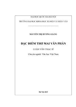 Luận văn thạc sĩ đặc điểm thơ mai văn phấn