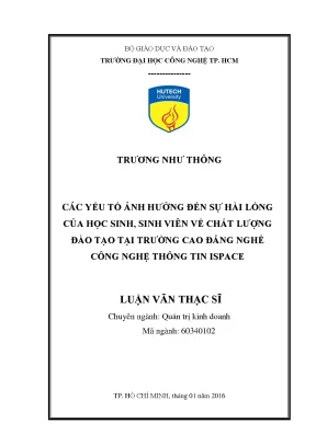 Luận văn các yếu tố ảnh hưởng đến sự hài lòng của học sinh sinh viên về chất lượng đào tạo tại trường cao đẳng nghề cntt ispace