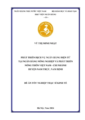 Luận văn thạc sĩ tài chính ngân hàng phát triển dịch vụ ngân hàng điện tử tại ngân hàng nông nghiệp và phát triển nông thôn việt nam chi nhánh huyện nam trực nam định