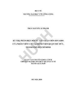 Kỳ thị phân biệt đối xử liên quan đến hivaids của nhân viên y tế tại bệnh viện quận thủ đức thành phố hồ chí minh