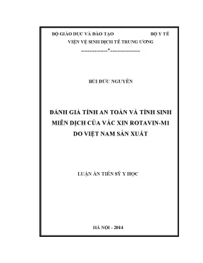 Luận văn đánh giá tính an toàn và tính sinh miễn dịch của vắc xin rotavin m1 do việt nam sản xuất