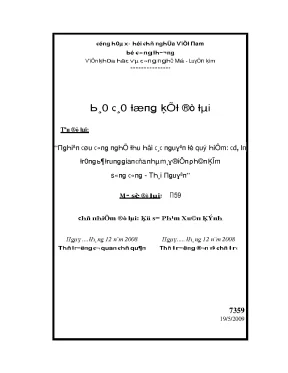 Nghiên cứu công nghệ thu hồi các nguyên tố quý hiếm cd in trong bã trung gian của nhà máy điện phân kẽm sông công thái nguyên