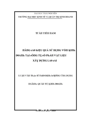 Luận văn nâng cao hiệu quả sử dụng vốn kinh doanh tại công ty cổ phần vật liệu xây dựng lào cai