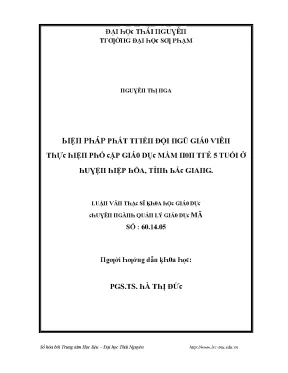 Luận văn biện pháp phát triển đội ngũ giáo viên để thực hiện phổ cập giáo dục mầm non cho trẻ 5 tuổi ở huyện hiệp hòa tỉnh bắc giang