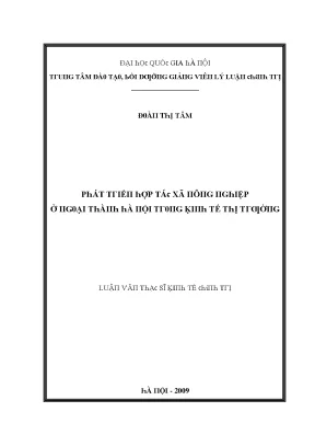 Luận văn phát triển hợp tác xã nông nghiệp ở ngoại thành hà nội trong kinh tế thị trường