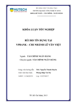 Luận văn rủi ro tín dụng tại vpbank chi nhánh lê văn việt