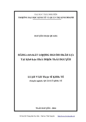 Luận văn nâng cao chất lượng nguồn nhân lực tại kho bạc nhà nước thái nguyên