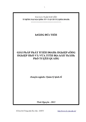 Luận văn giải pháp phát triển doanh nghiệp công nghiệp nhỏ và vừa trên địa bàn thành phố tuyên quang