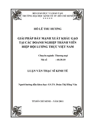 Luận văn giải pháp đẩy mạnh xuất khẩu gạo tại các doanh nghiệp thành viên hiệp hội lương thực việt nam luận văn thạc sĩ