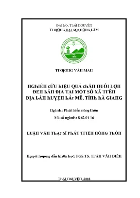 Luận văn nghiên cứu hiệu quả chăn nuôi lợn đen bản địa tại một số xã trên địa bàn huyện bắc mê tỉnh hà giang