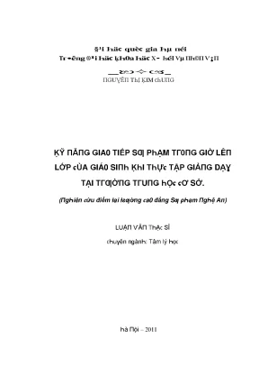 Luận văn kỹ năng giao tiếp sư phạm trong giờ lên lớp của giáo sinh khi thực tập giảng dạy tại trường trung học cơ sở