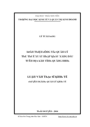 Luận văn hoàn thiện công tác quản lý thu thuế xuất nhập khẩu xăng dầu trên địa bàn tỉnh quảng ninh