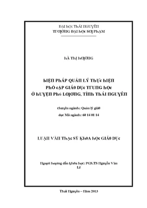 Luận văn biện pháp quản lý thực hiện phổ cập giáo dục trung học ở huyện phú lương tỉnh thái nguyên