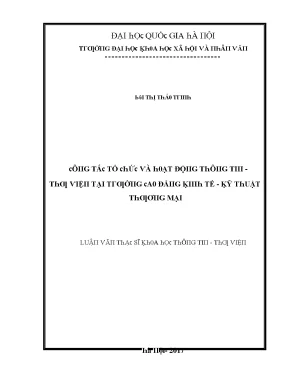 Luận văn công tác tổ chức và hoạt động thông tin thư viện tại trường cao đẳng kinh tế kỹ thuật thương mại