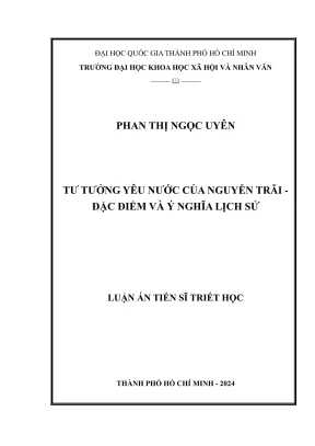 Luận án tiến sĩ triết học tư tưởng yêu nước của nguyễn trãi đặc điểm và ý nghĩa lịch sử