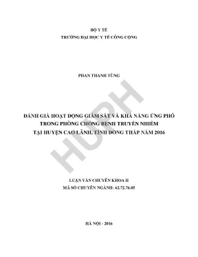 Đánh giá hoạt động giám sát và khả năng ứng phó trong phòng chống bệnh truyền nhiễm tại huyện cao lãnh tỉnh đồng tháp năm 2016