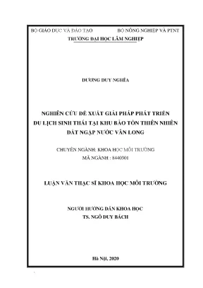 Luận văn nghiên cứu đề xuất giải pháp phát triển du lịch sinh thái tại khu bảo tồn thiên nhiên đất ngập nước vân long