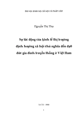 Luận văn sự tác động của kinh tế thị trường định hướng xã hội chủ nghĩa đến đạo đức gia đình truyền thống ở việt nam