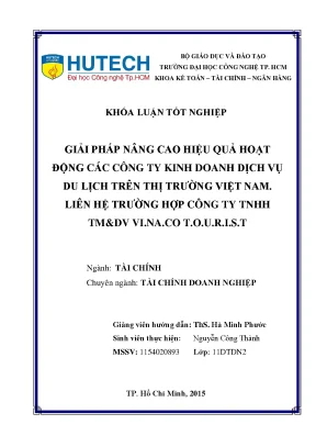 Luận văn giải pháp nâng cao hiệu quả hoạt động các công ty kinh doanh dịch vụ du lịch trên thị trường việt nam liên hệ trường hợp công ty tnhh tmdv vi na co t o u r i s t