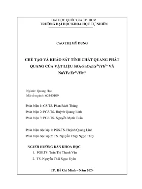 Luận án tiến sĩ quang học chế tạo và khảo sát tính chất quang phát quang của vật liệu sio2 sno2er3