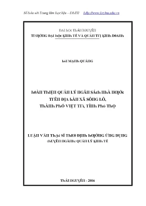 Luận văn hoàn thiện quản lý ngân sách nhà nước trên địa bàn xã sông lô thành phố việt trì tỉnh phú thọ