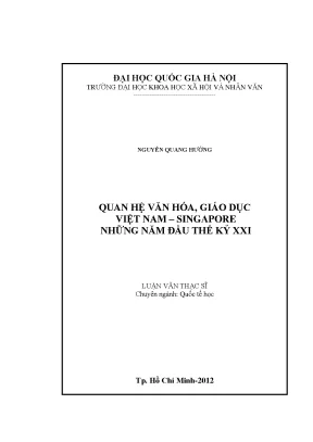 Luận văn thạc sĩ quan hệ văn hóa giáo dục việt nam singapore những năm đầu thế kỷ xxi