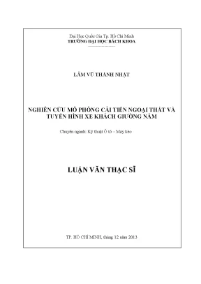 Luận văn thạc sĩ kỹ thuật ô tô máy kéo nghiên cứu mô phỏng cải tiến ngoại thất và tuyến hình xe khách giường nằm