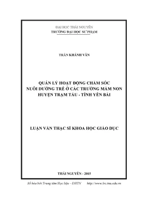 Luận văn quản lý hoạt động chăm sóc nuôi dưỡng trẻ ở các trường mầm non huyện trạm tấu tỉnh yên bái