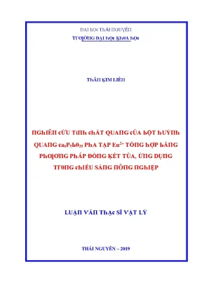 Luận văn nghiên cứu tính chất quang của bột huỳnh quang ca6p5bo20 pha tạp eu2 tổng hợp bằng phương pháp đồng kết tủa ứng dụng trong chiếu sáng nông nghiệp
