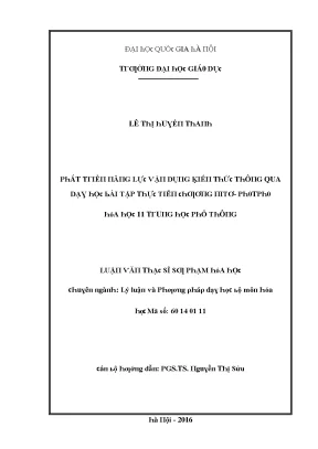 Luận văn phát triển năng lực vận dụng kiến thức thông qua dạy học bài tập thực tiễn chương nitơ photpho hóa học 11 trung học phổ thông