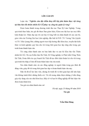 Luận văn nghiên cứu đặc điểm thay đổi lớp phủ thảm thực vật rừng tại khu bảo tồn thiên nhiên kẻ gỗ phục vụ công tác quản lý rừng