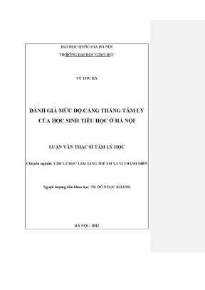 Luận văn đánh giá mức độ căng thẳng tâm lý của học sinh tiểu học ở hà nội