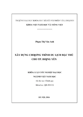 Luận văn thạc sĩ xây dựng chương trình du lịch đặc thù cho tp hưng yên